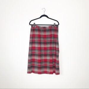 VTG Pendleton | Red Plaid Wool Midi Skirt